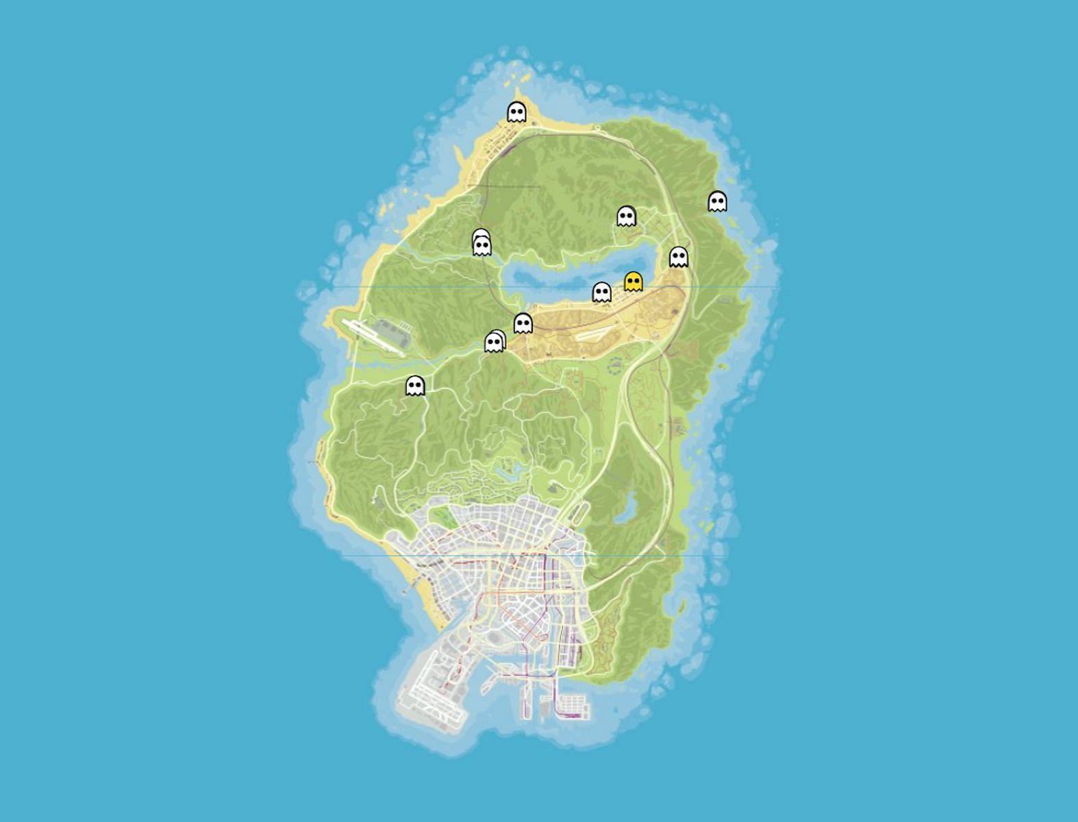 This is a map showing off all ten general locations (Image via GTAWeb.eu)