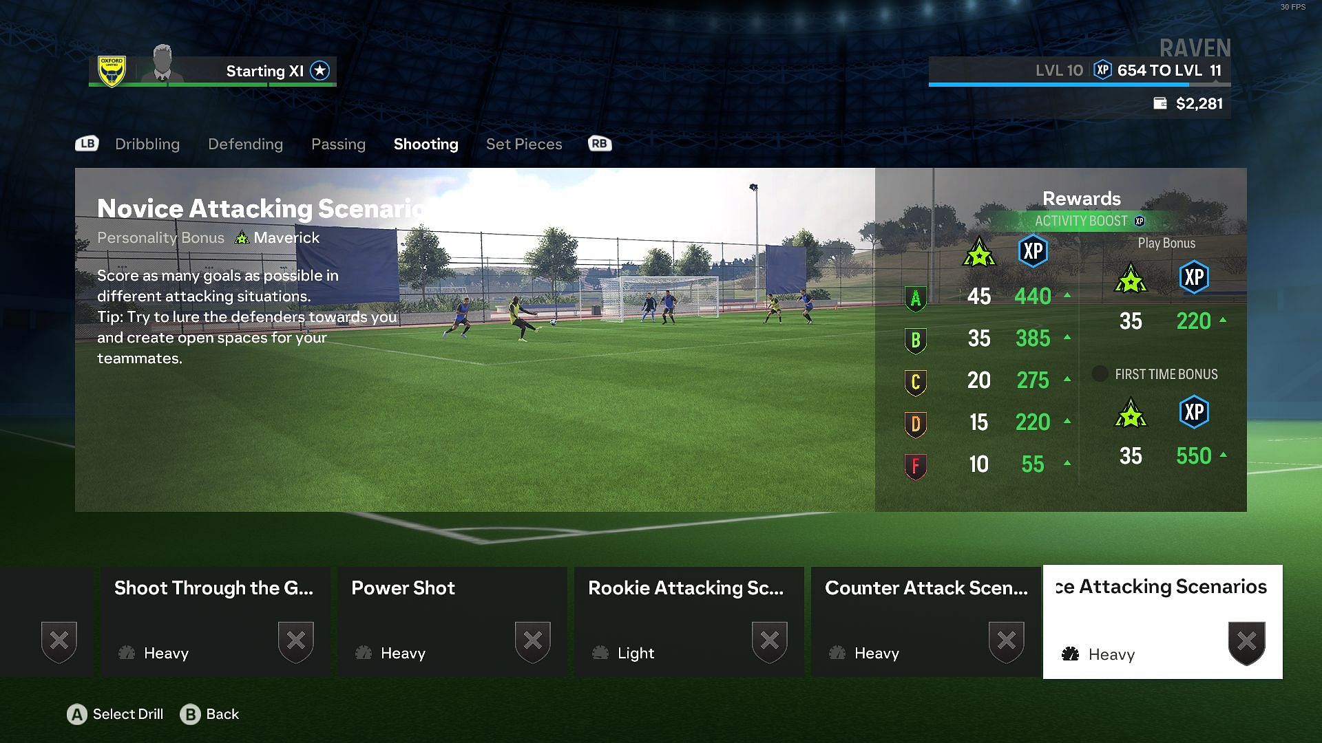 Shooting training drills in EA FC 24 (image via EA Sports)