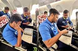 [In pictures] Bangladesh players Shakib Al Hasan and Mehidy Hasan Miraz play chess during their flight to Chennai
