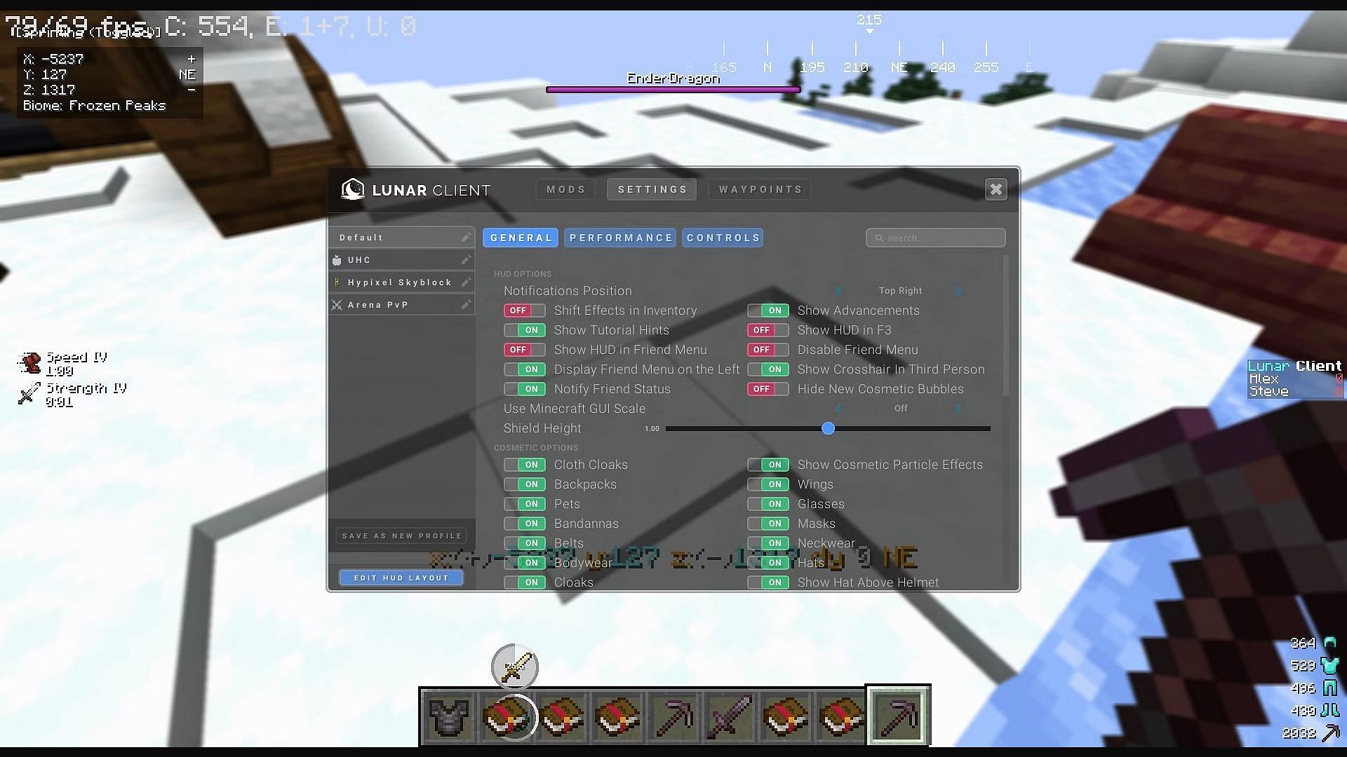 Custom clients let players add custom GUI and HUD options in Minecraft (Image via Mojang)