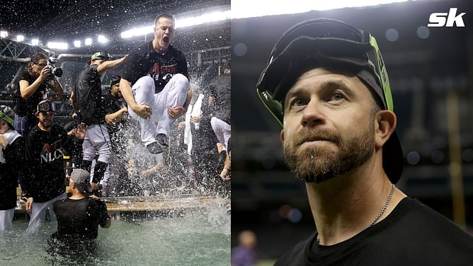 Evan Longoria's wife Jaime reflects on Diamondbacks' jubilant celebrations after sweeping Dodgers in NLDS: "Champange showers look good on you"