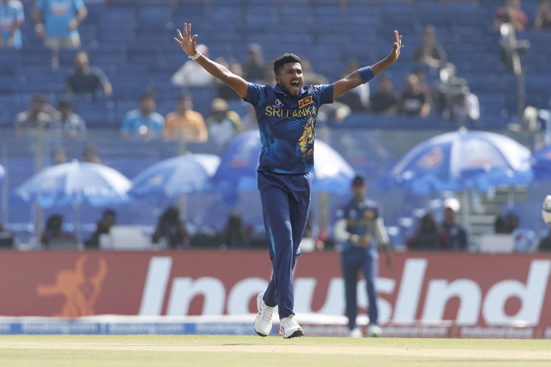 Dilshan Madhushanka appealing during the South Africa v Sri Lanka - ICC World Cup 2023 [Getty]