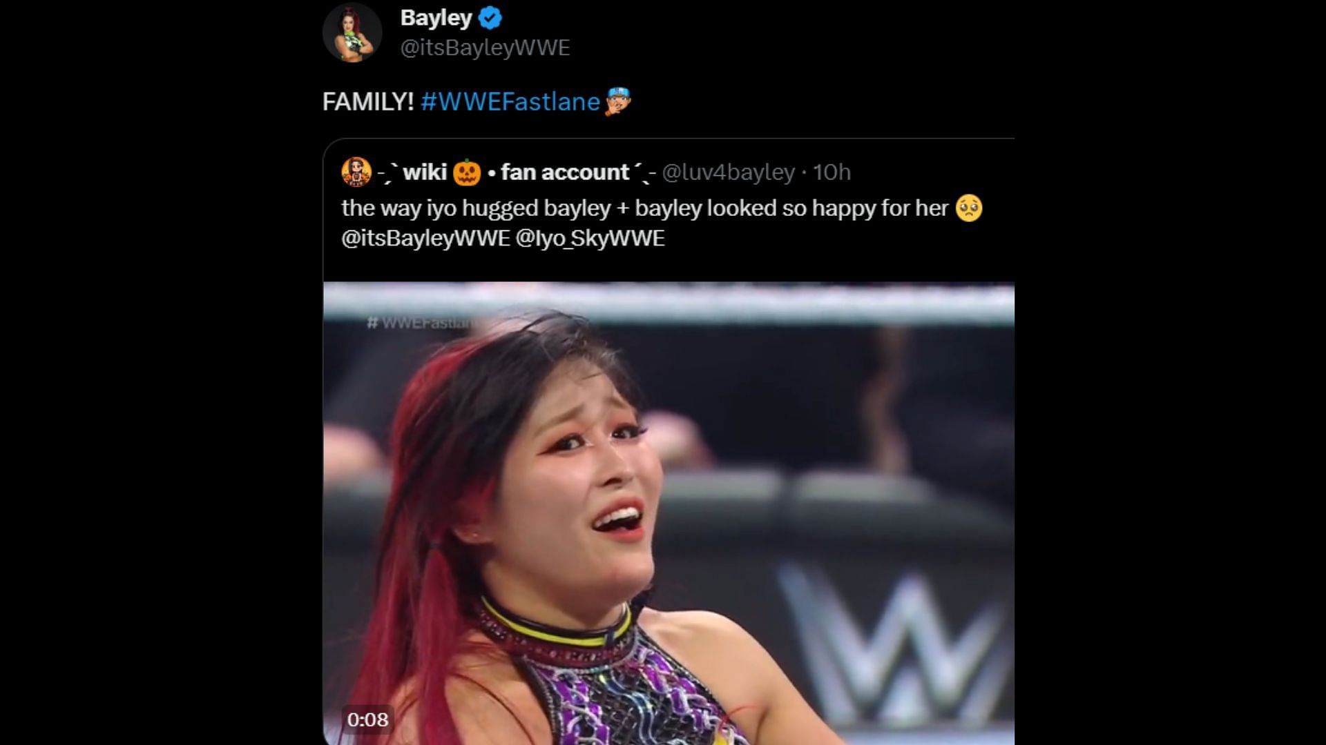 Bayley&#039;s reaction to her wholesome moment with IYO SKY