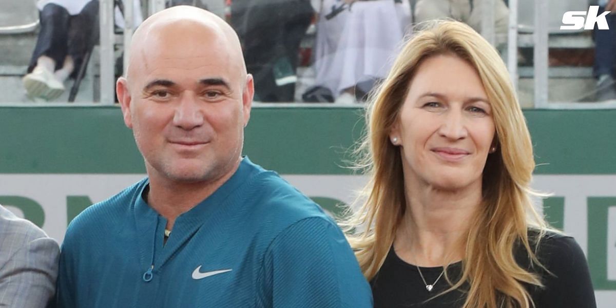 Andre Agassi and wife Steffi Graf show off their skills ahead of Pickleball Slam 2