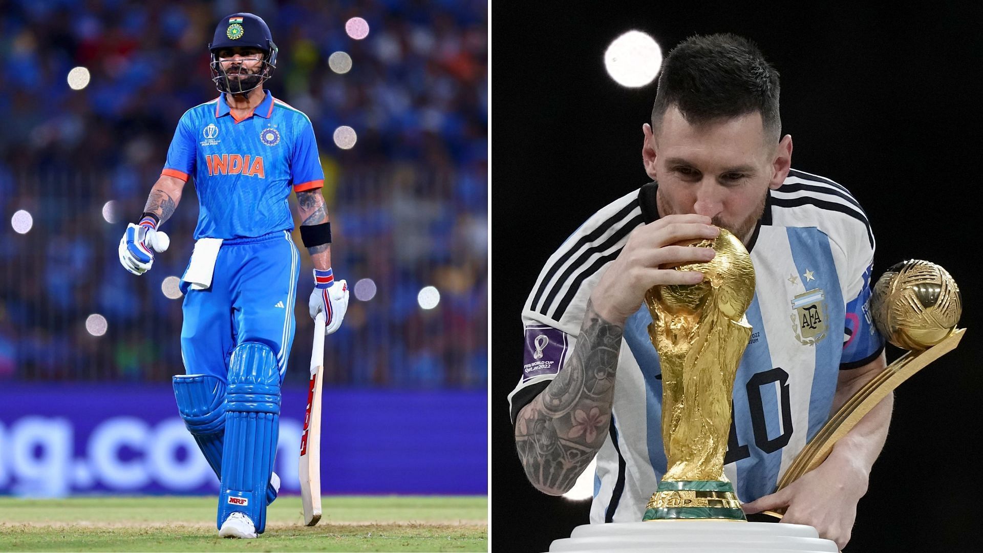 Virat Kohli (L) &amp; Lionel Messi have both won the World Cup in their resective sport (P.C.:X)