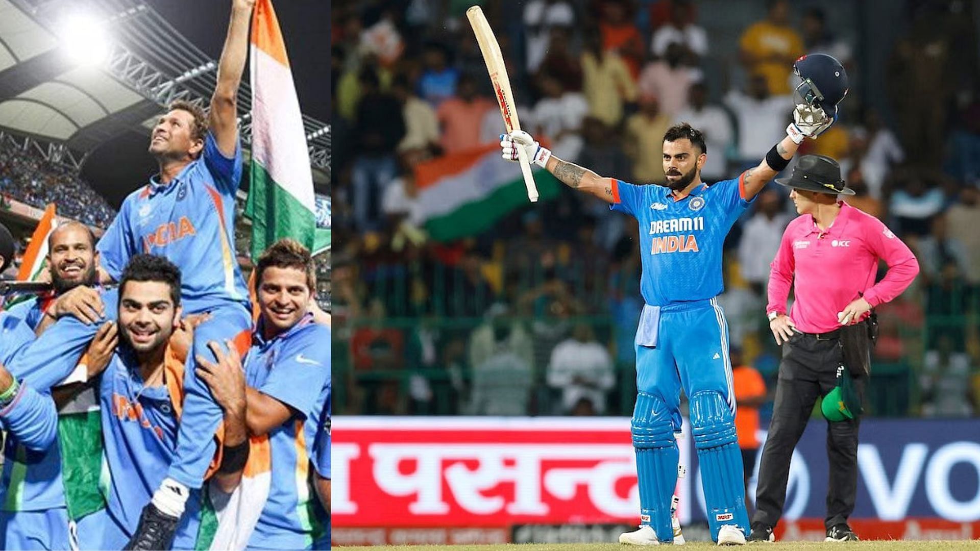 Virat Kohli had picked Sachin Tendulkar on his shoulders after winning 2011 World Cup (P.C.:X)