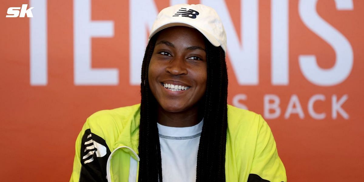 Coco Gauff addresses the media at the 2023 WTA Finals