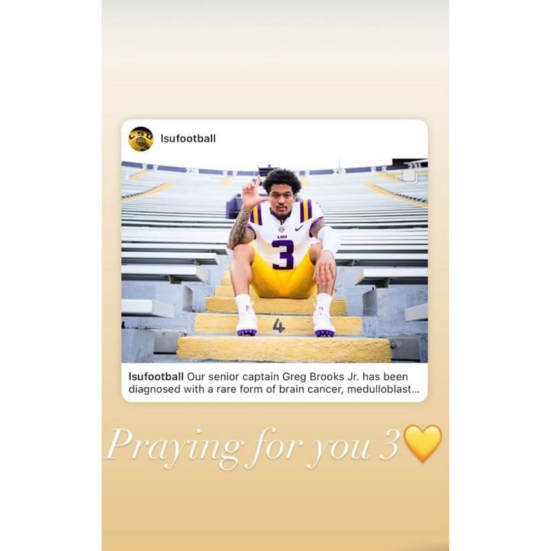 LSU Tigers coach Brian Kelly put up an Instagram story supporting Greg Brooks Jr.