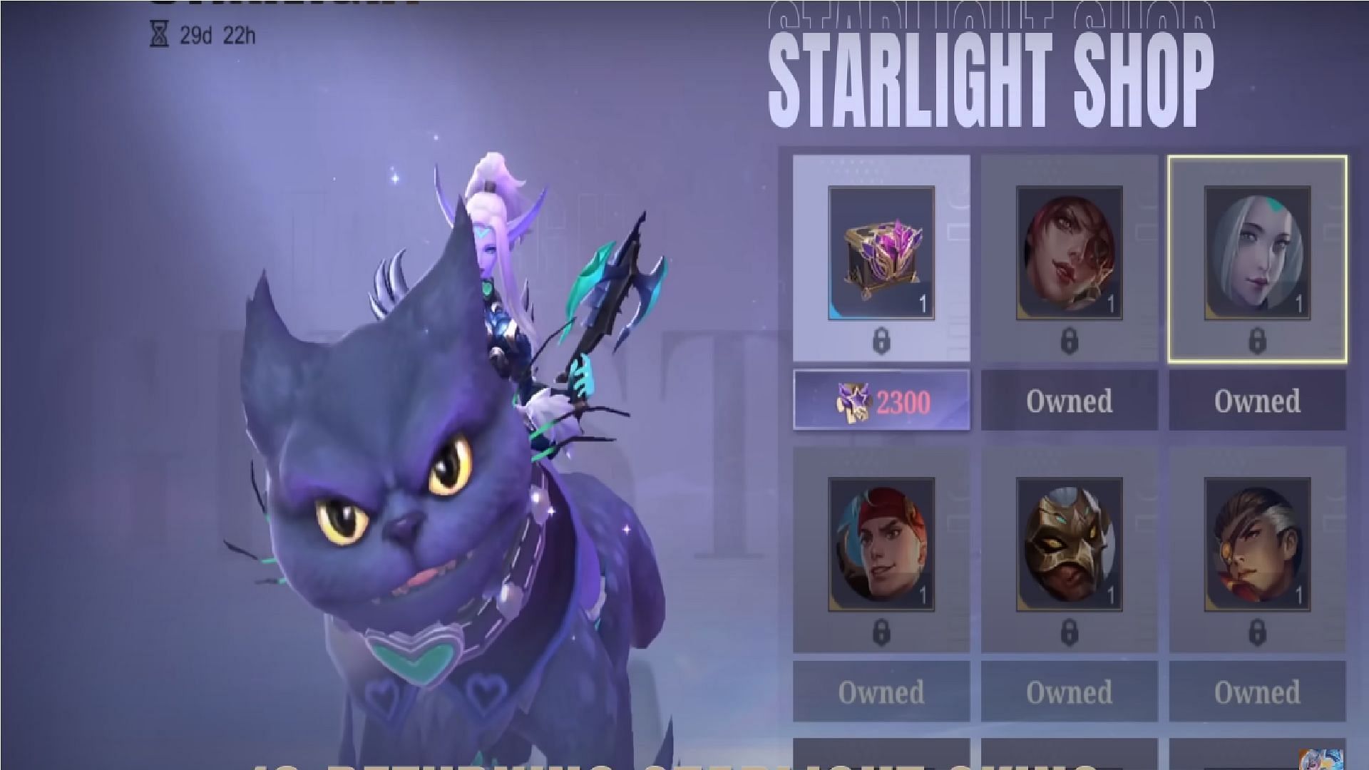 November&#039;s Pass brings 10 popular champion skins in the Starlight Shop (Image via YouTube/Mobile Legends Bang Bang).