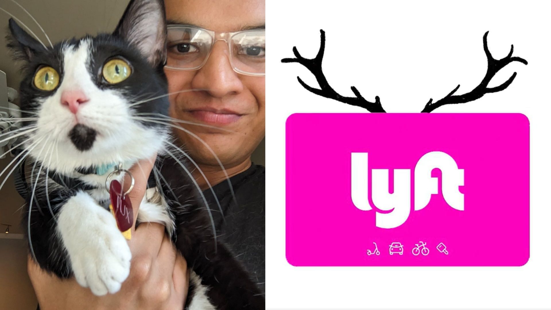 Cat owner reunited with his cat two days after a Lyft driver drover off with the cat still in the vehicle. (Image via X/@palashp40616755, @lyft)