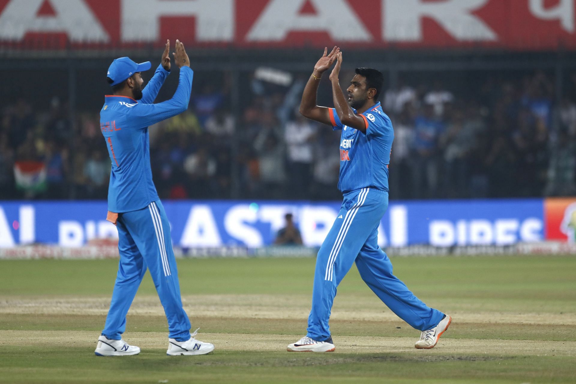 Ravichandran Ashwin (right) during the Indore ODI against Australia. (Pic: Getty Images)