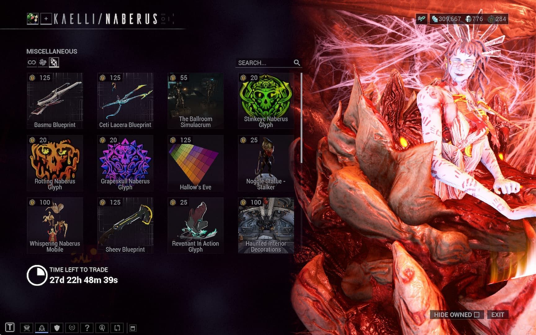 Daughter is the sole vendor for the Nights of Nabreus event in Warframe (Image via Digital Extremes)