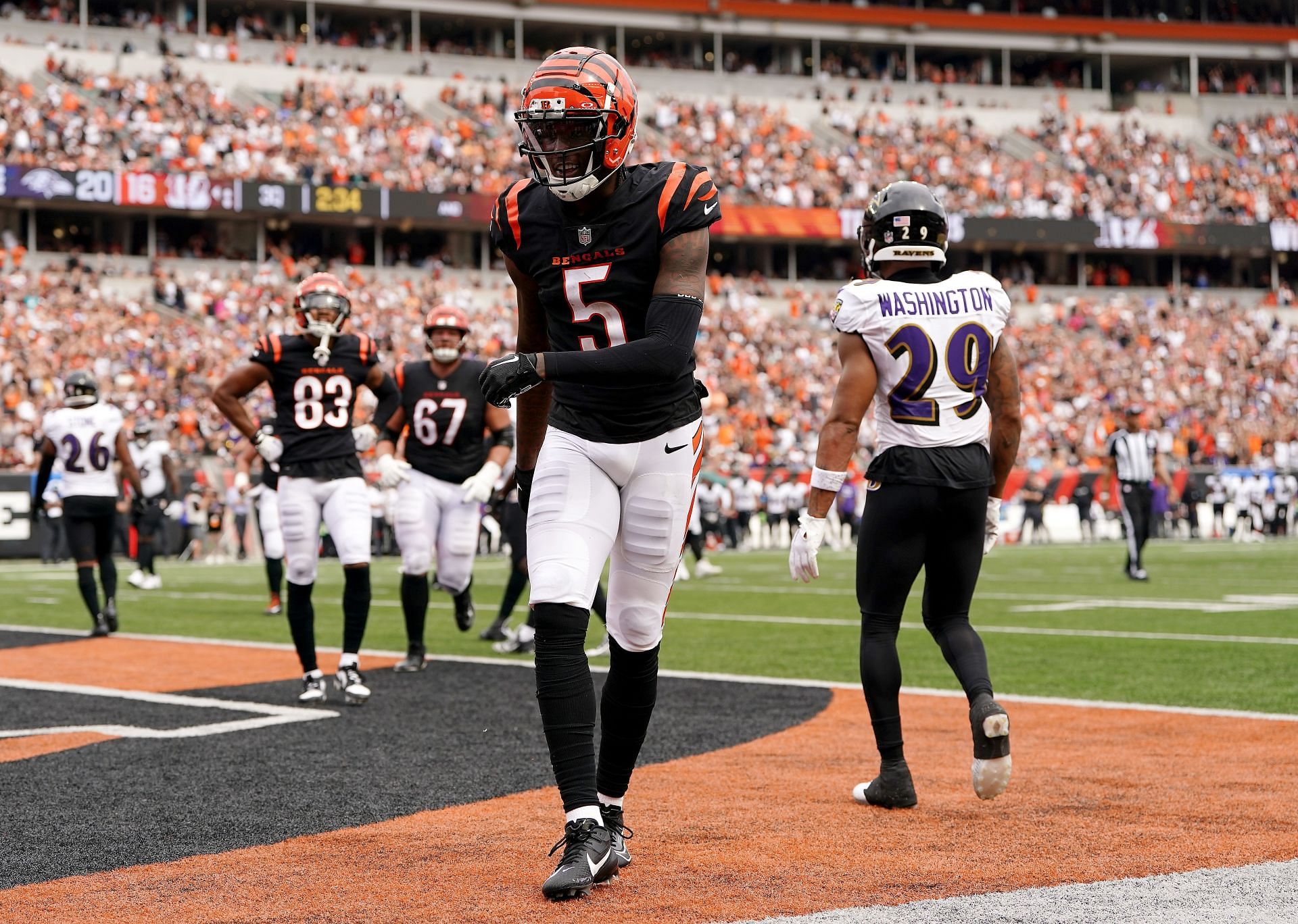 Tee Higgins during Baltimore Ravens v Cincinnati Bengals