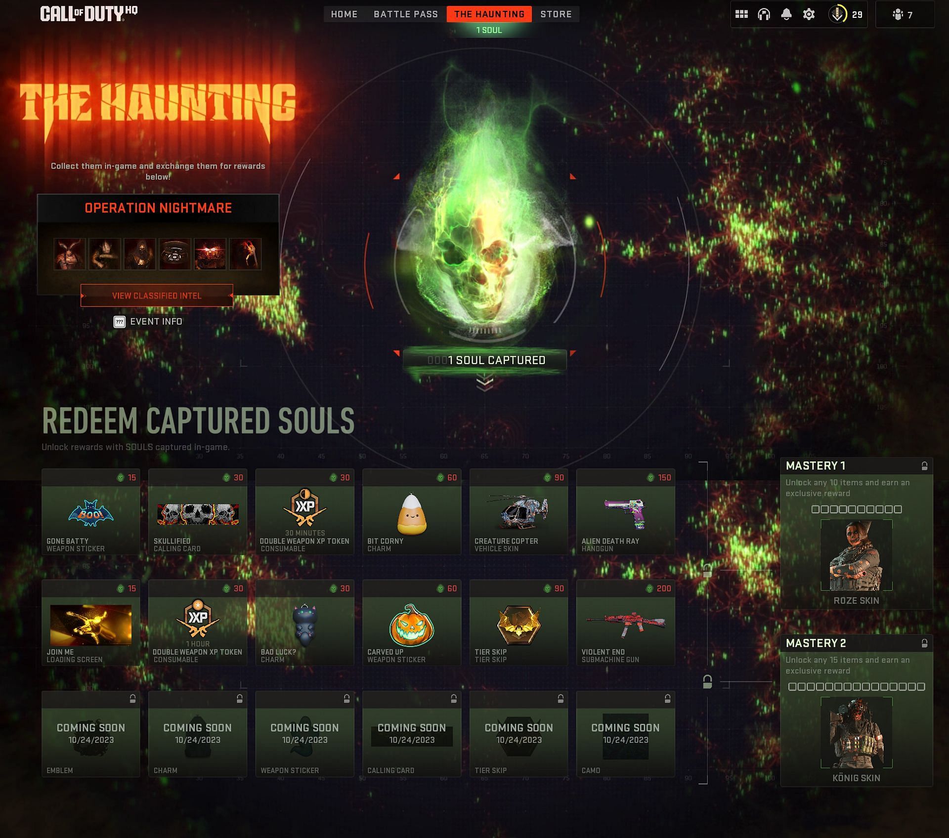 Soul Capture event rewards in Modern Warfare 2 and WZ2 (Image via Activision)