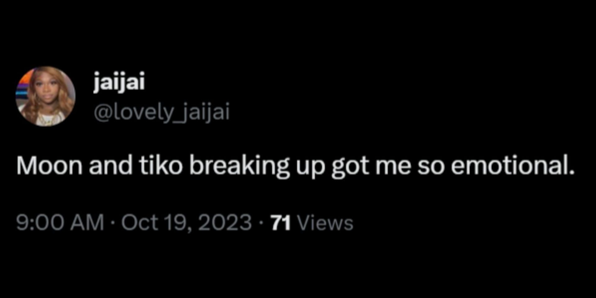 Fans react to @moontellthat&#039;s breakup announcement with husband Tiko. (Image via X/@lovely_jaijai)