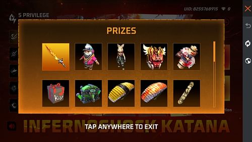 Infernoshock Katana is the most coveted item (Image via Garena)