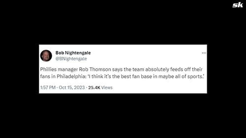 Phillies' manager, Rob Thomson, appreciates the home-game atmosphere