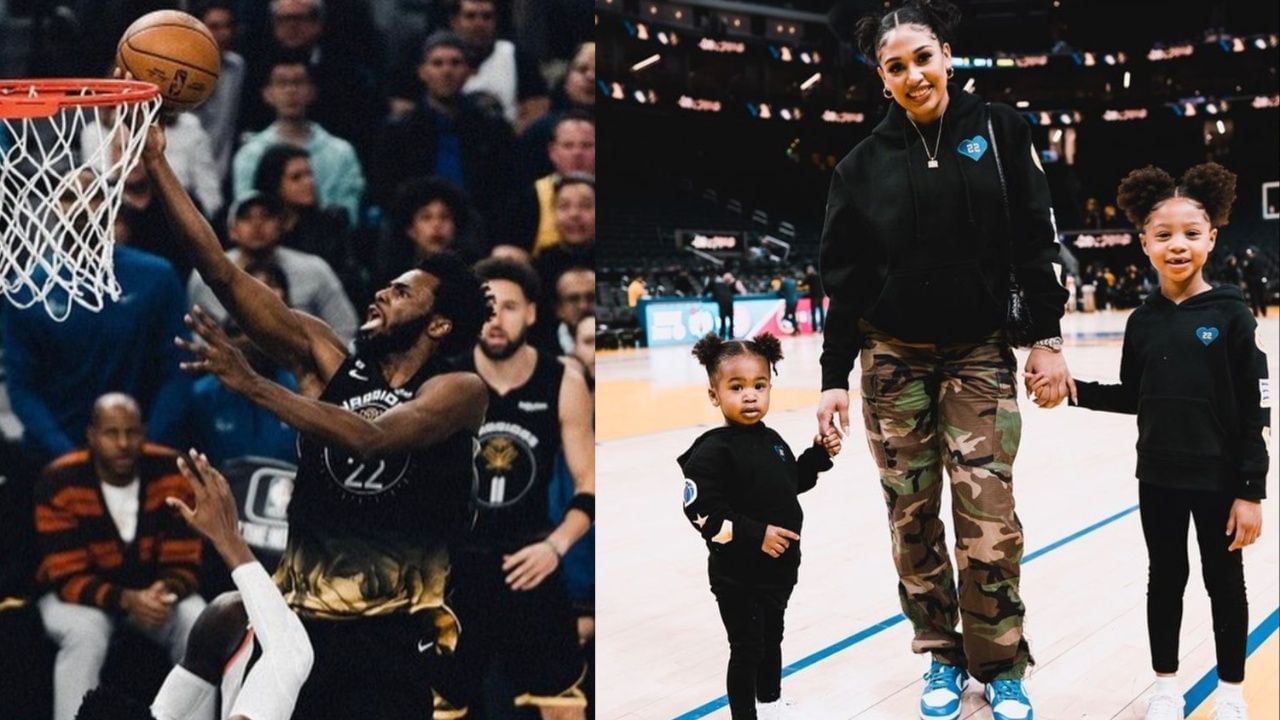 Andrew Wiggins on the left and Mychal Johnson with daughters Amyah and Alayah on the right (via Instagram)