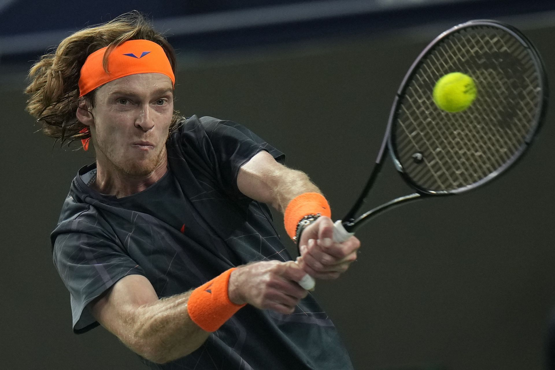 Andrey Rublev in action at the Shanghai Masters