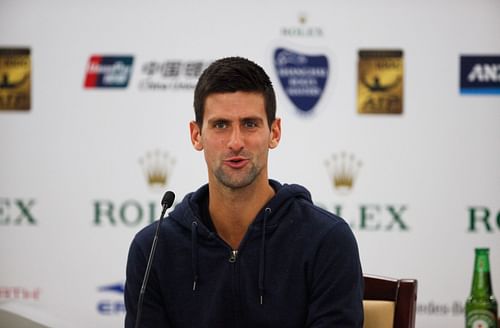 Novak Djokovic during a press conference.