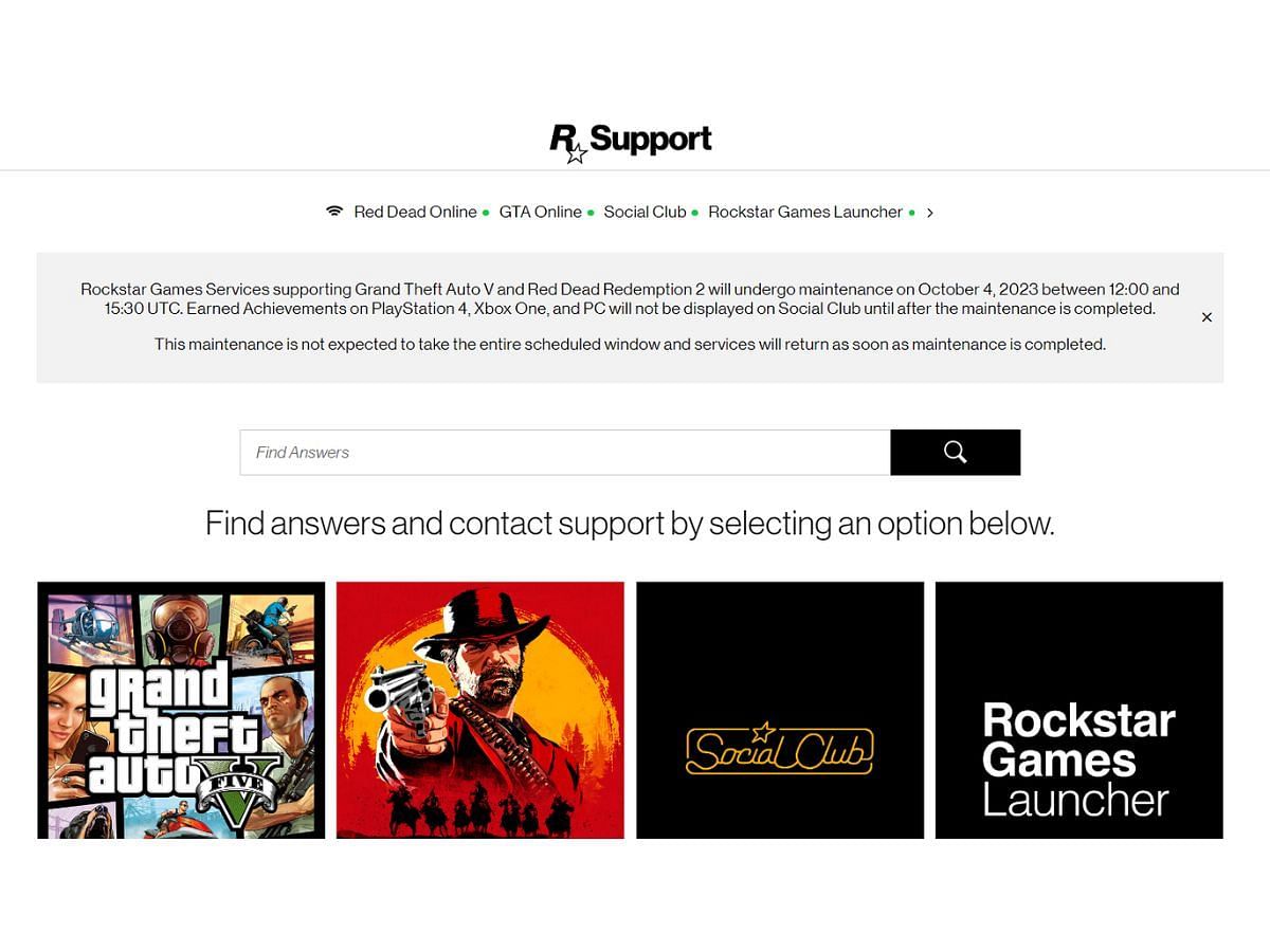 Rockstar Games&rsquo; warning about its server maintenance on October 4, 2023 (Image via Sportskeeda)