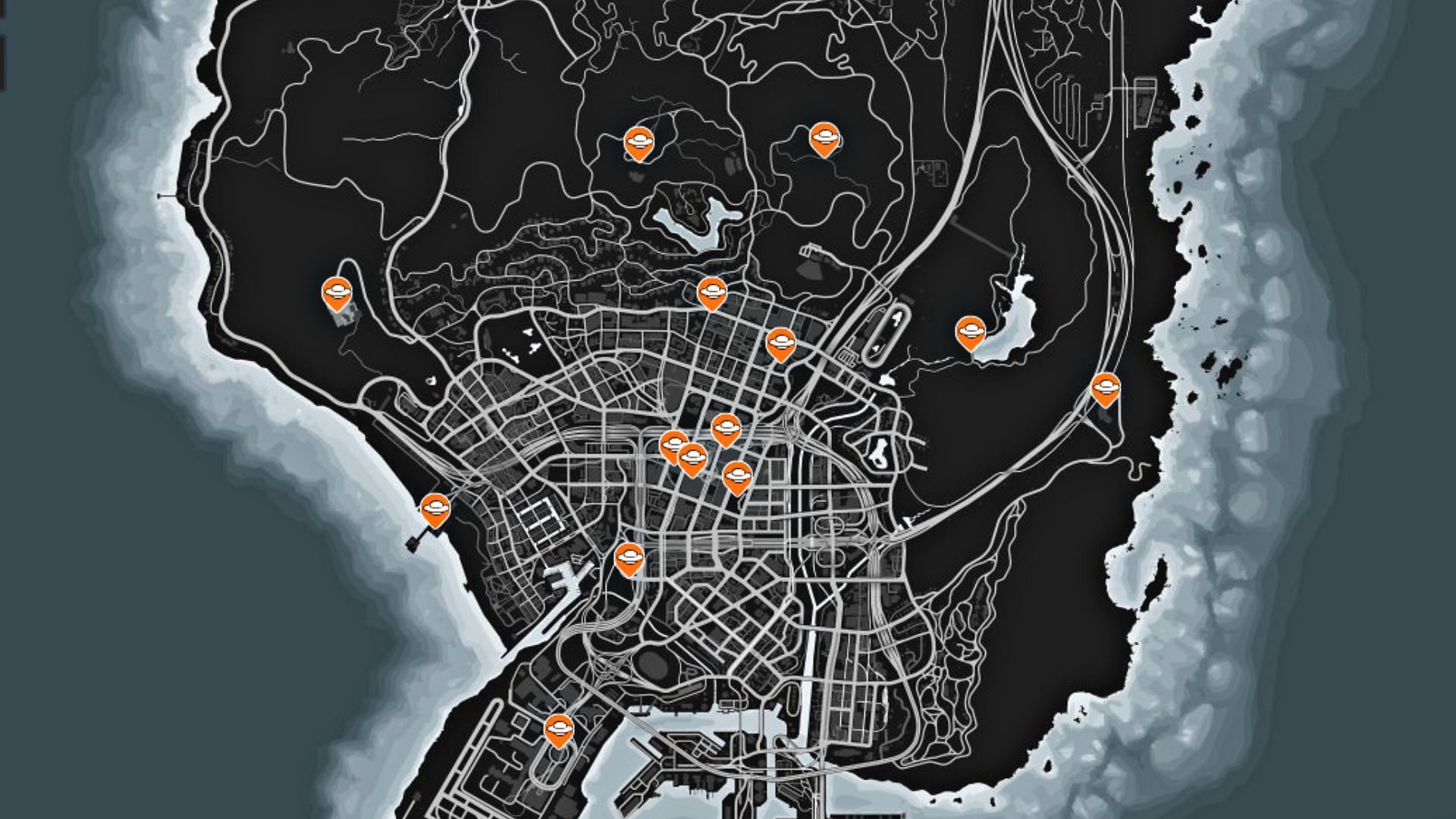 All UFO locations in the game (Image via gtalens.com)