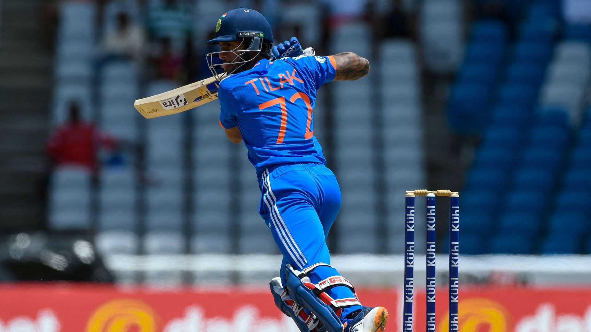 Tilak Varma in action (Image Courtesy: ICC Cricket World Cup)