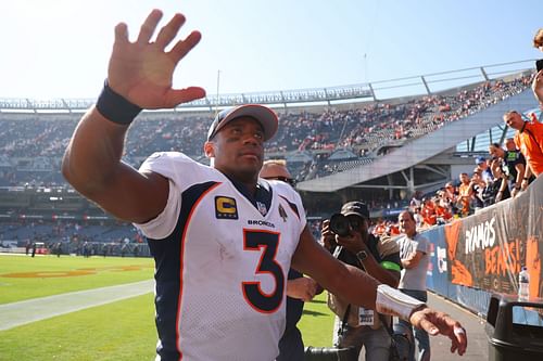 Russell Wilson at Denver Broncos v Chicago Bears