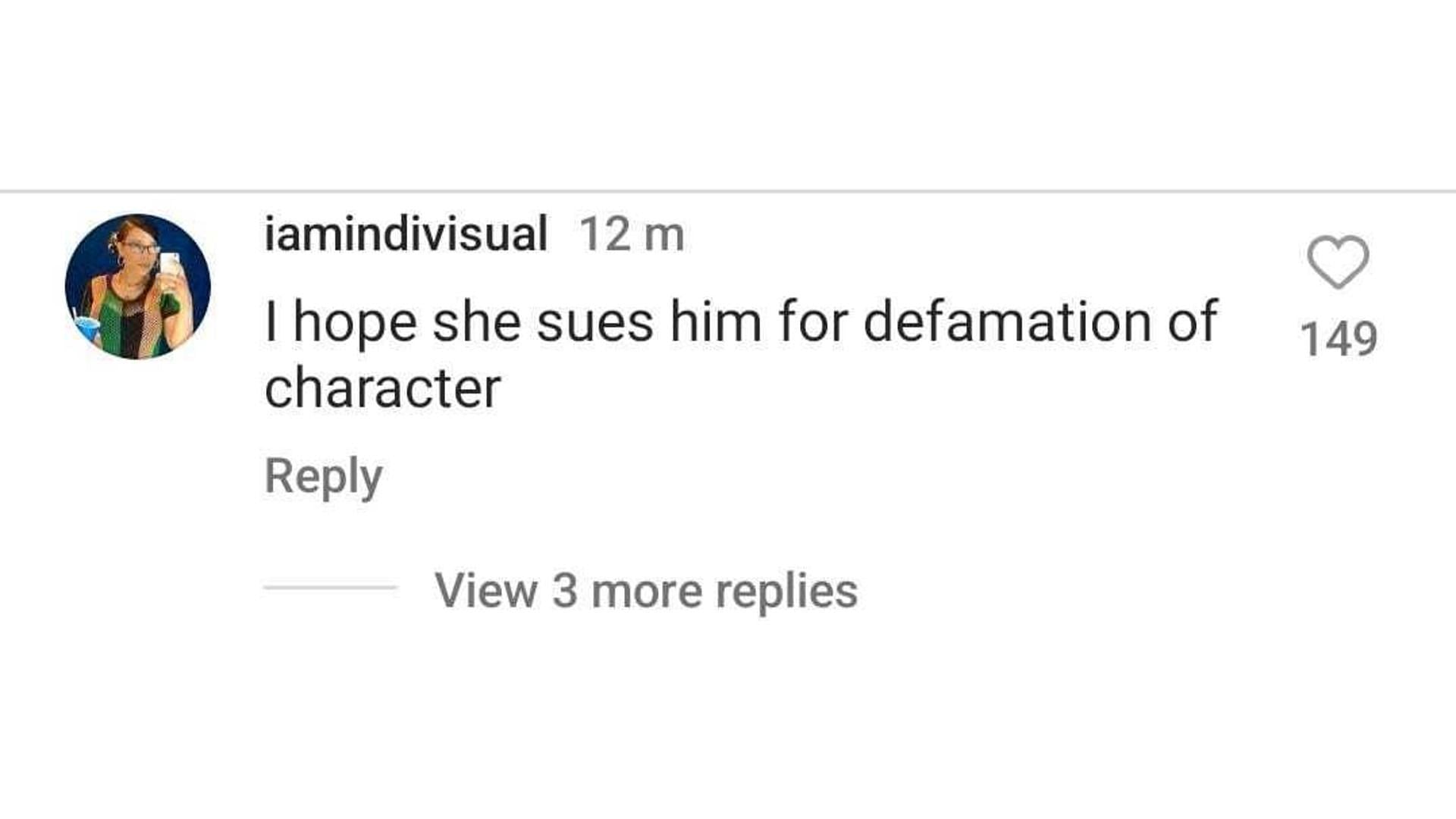 Fan talks about a possible lawsuit against Blue. (Image via Instagram/@hollywoodunlocked)