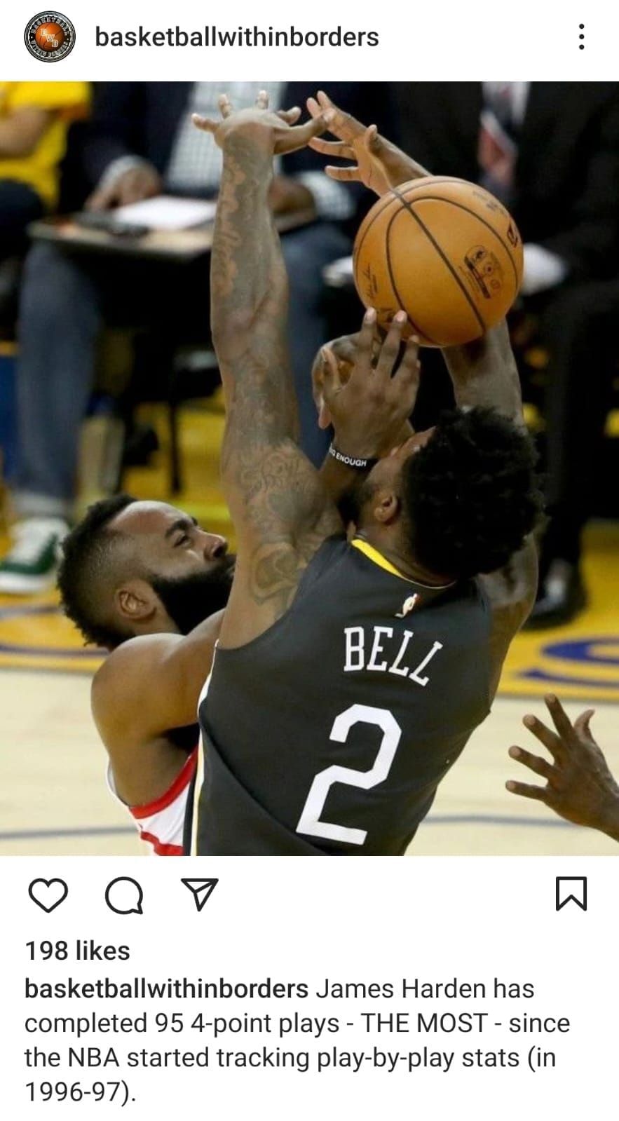 How many 4 point plays does James Harden have?