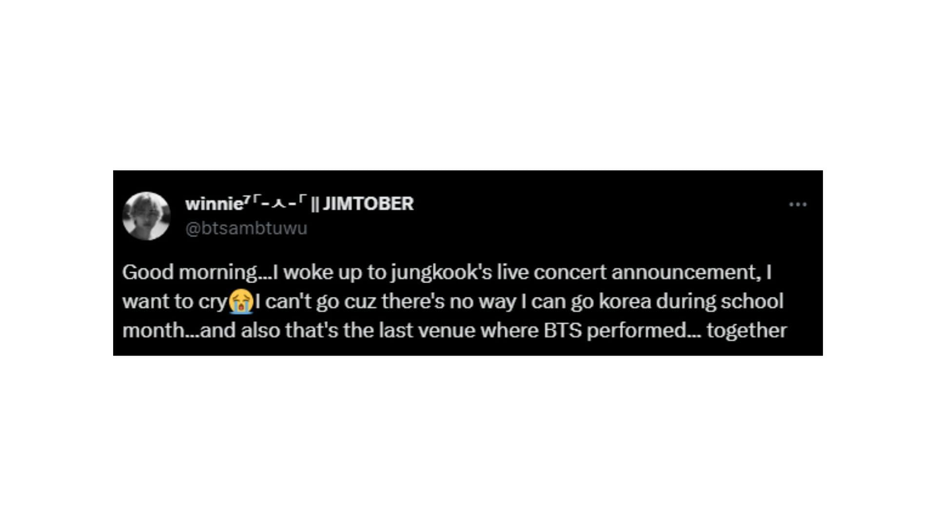 BTS&#039; Jungkook&#039;s fans react to his solo concert announcement (Image via X)