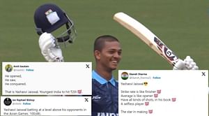 "He opened, he saw, he conquered" - Twitter hails Yashasvi Jaiswal for breathtaking 48-ball century in IND vs NEP Asian Games 2023