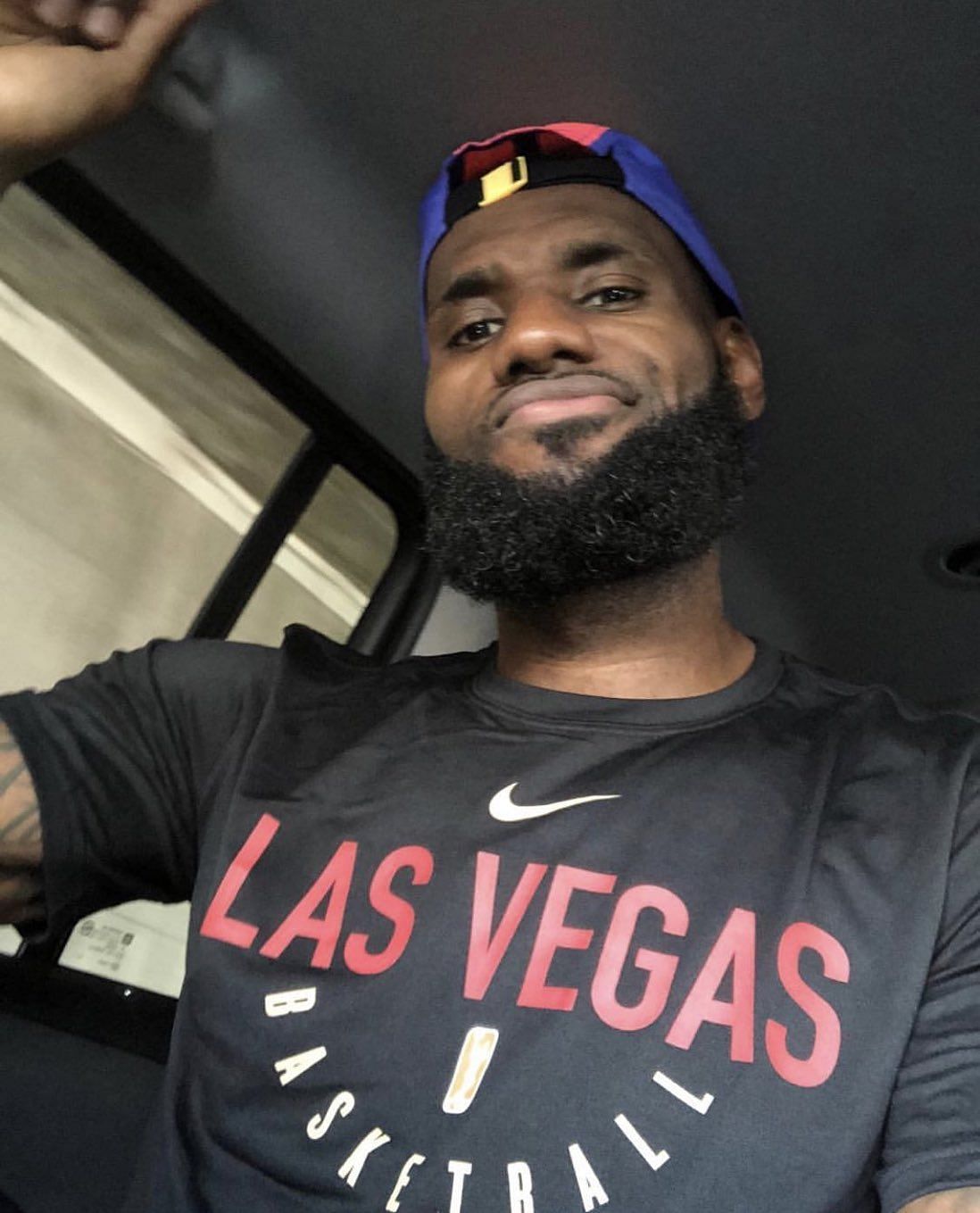 LeBron James wearing a Las Vegas Basketball T-shirt on his way to watch Game 1 of the 2023 WNBA Finals