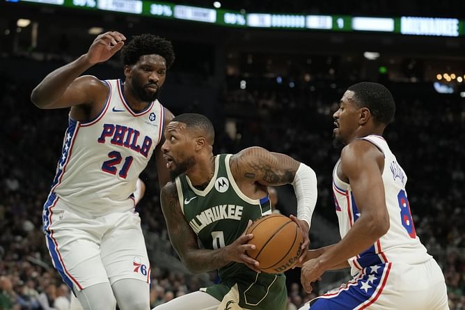 "League is finished": Fans in mourning after Damian Lillard explodes for 21 pts in first half vs. Sixers