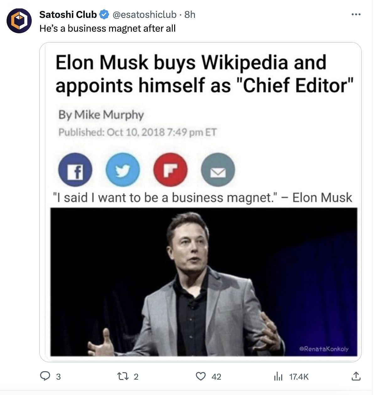 Elon Musk Says He'll Give Wikipedia $1 Billion if They Change Their Name to  D*ckipedia