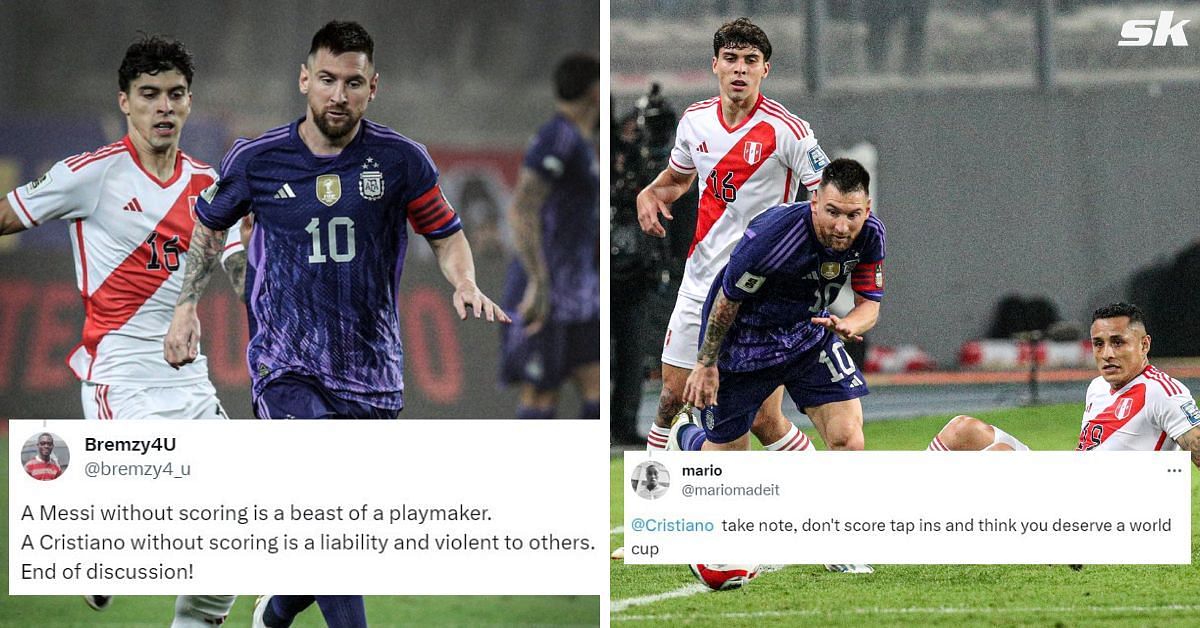 ‘Cristiano Ronaldo please take note’, ‘still ruining careers’ – Fans shocked after Lionel Messi puts Peruvian defenders to shame with incredible dribbling skills