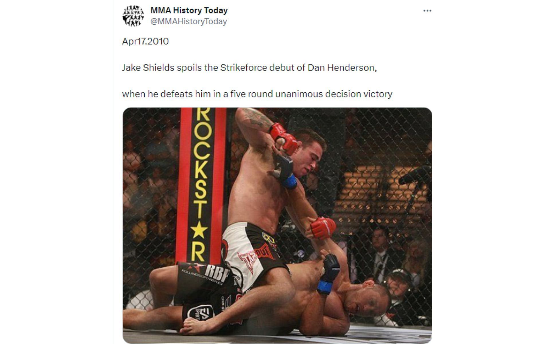 MMA History Today's tweet