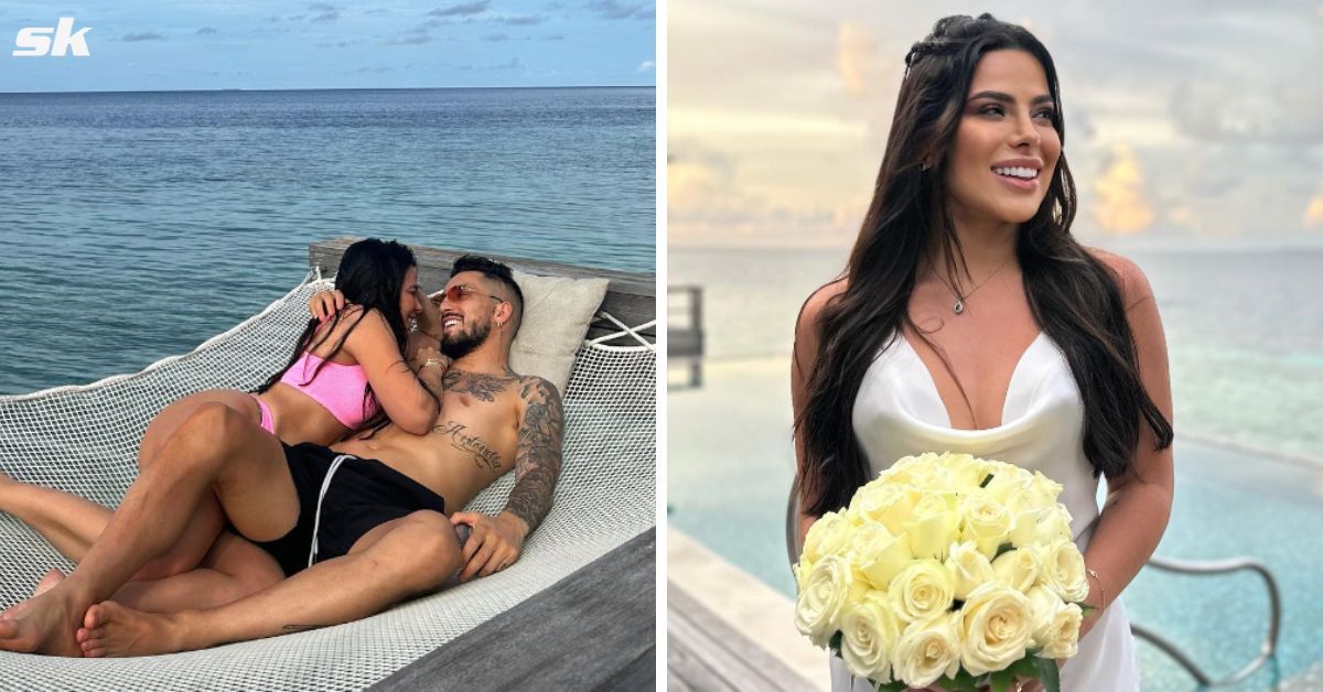 Former Manchester United player Alex Telles Abe his wife