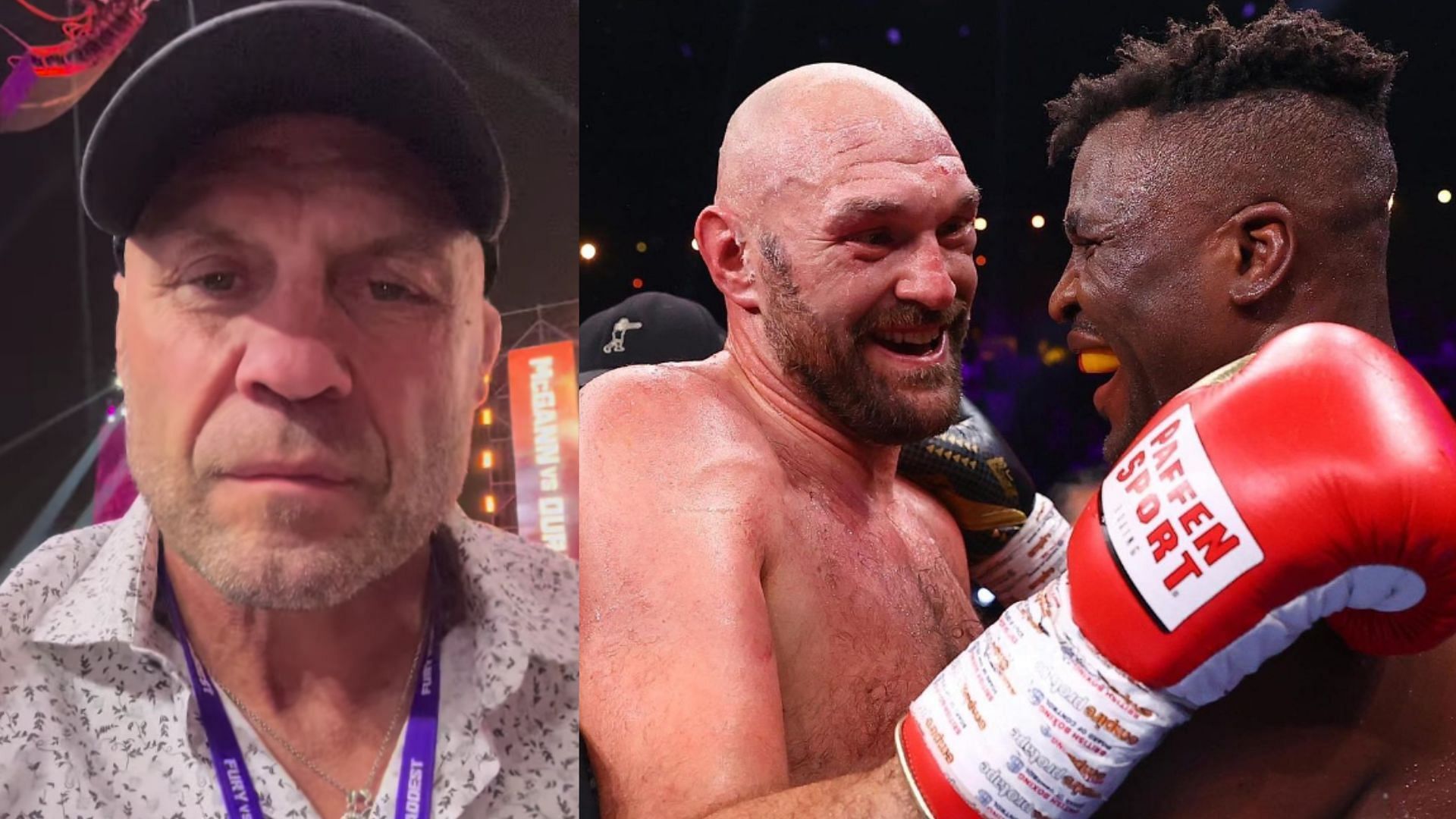Randy Couture (left), Tyson Fury &amp; Francis Ngannou (right) [Images courtesy of @xcnatch on Instagram]