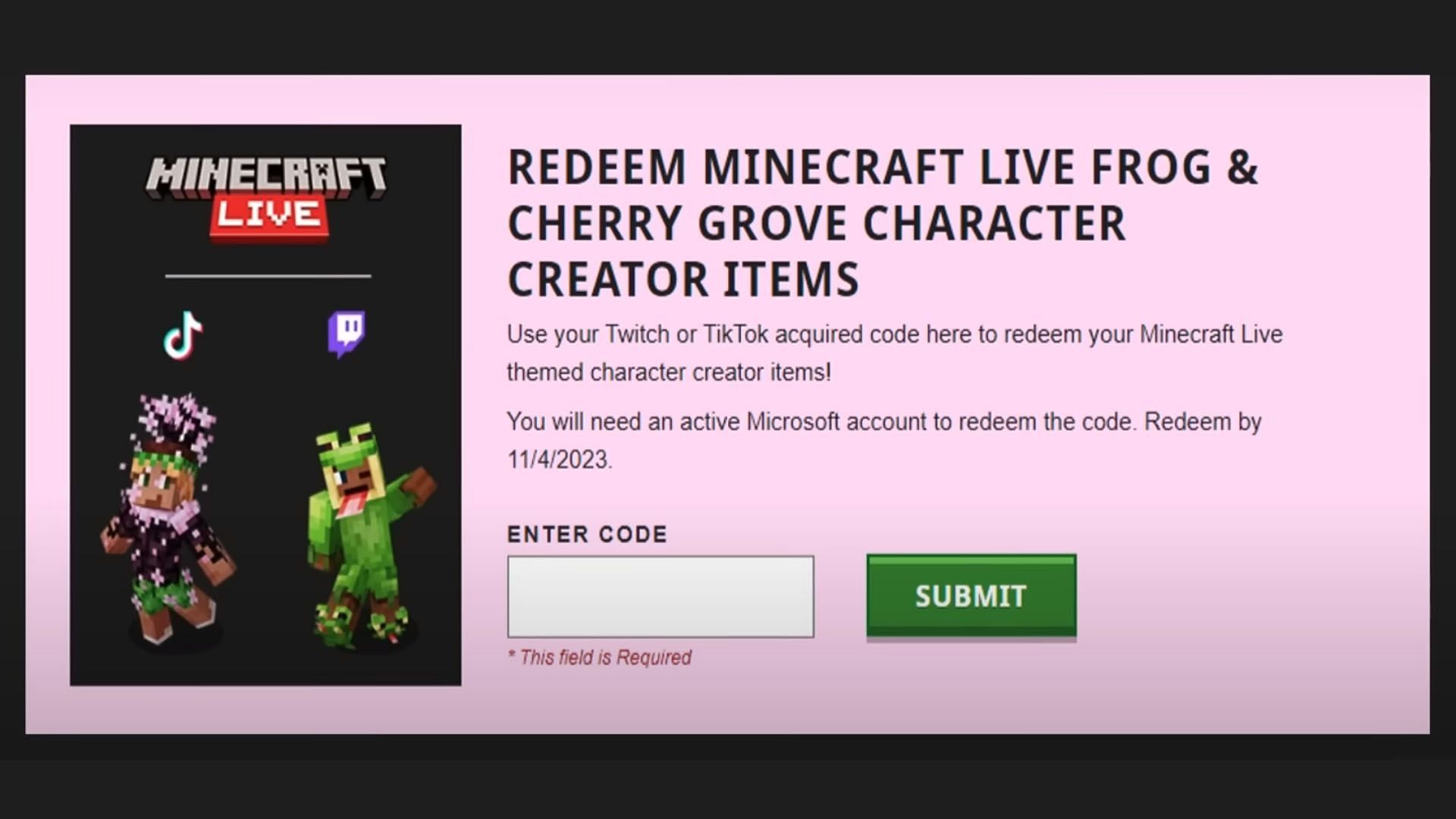 Redeem codes to gain access to Twitch Drops for Minecraft (Image via YouTube/ECKOSOLDIER)