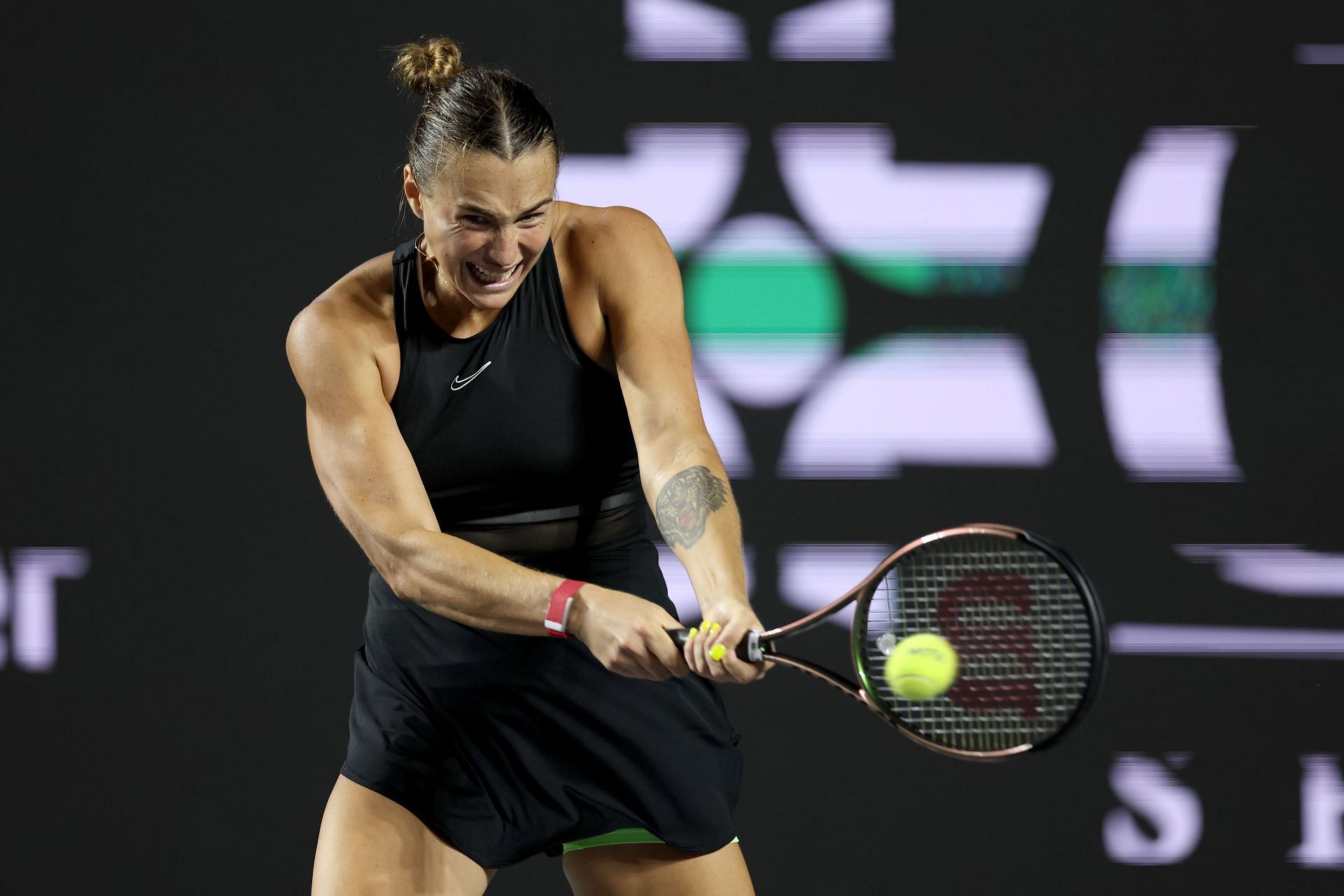 Aryna Sabalenka in action in Cancun