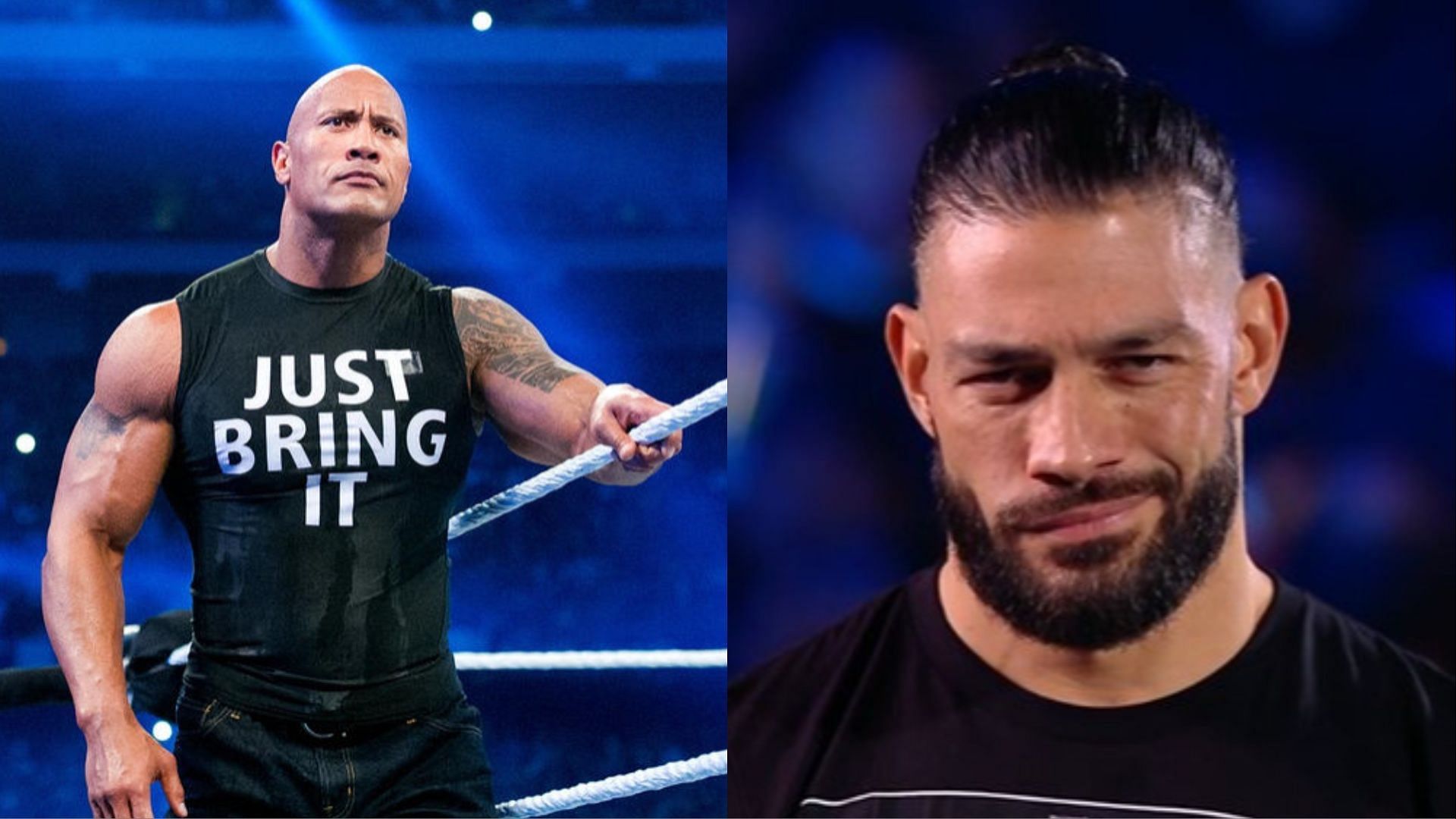 The Rock (left); Roman Reigns (right)