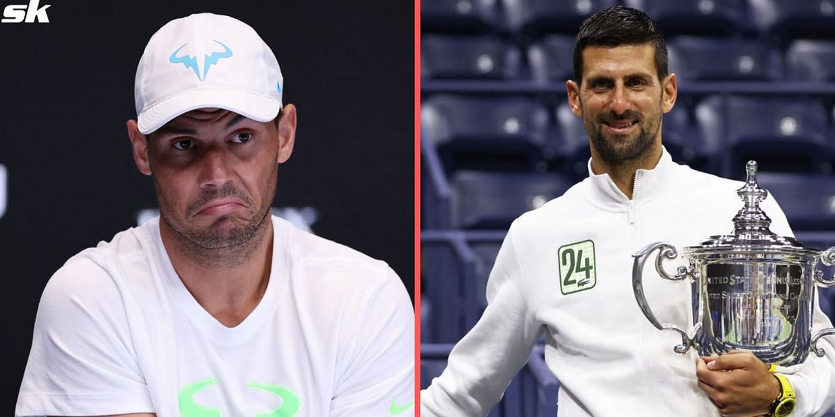Rafael Nadal (L) and Novak Djokovic (R)