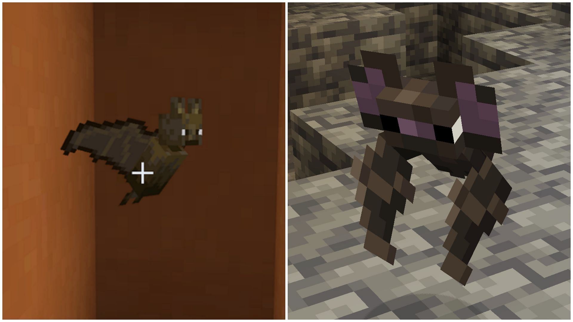 Comparison between old bat and new bat textures in Minecraft (Image via Mojang/Sportskeeda)