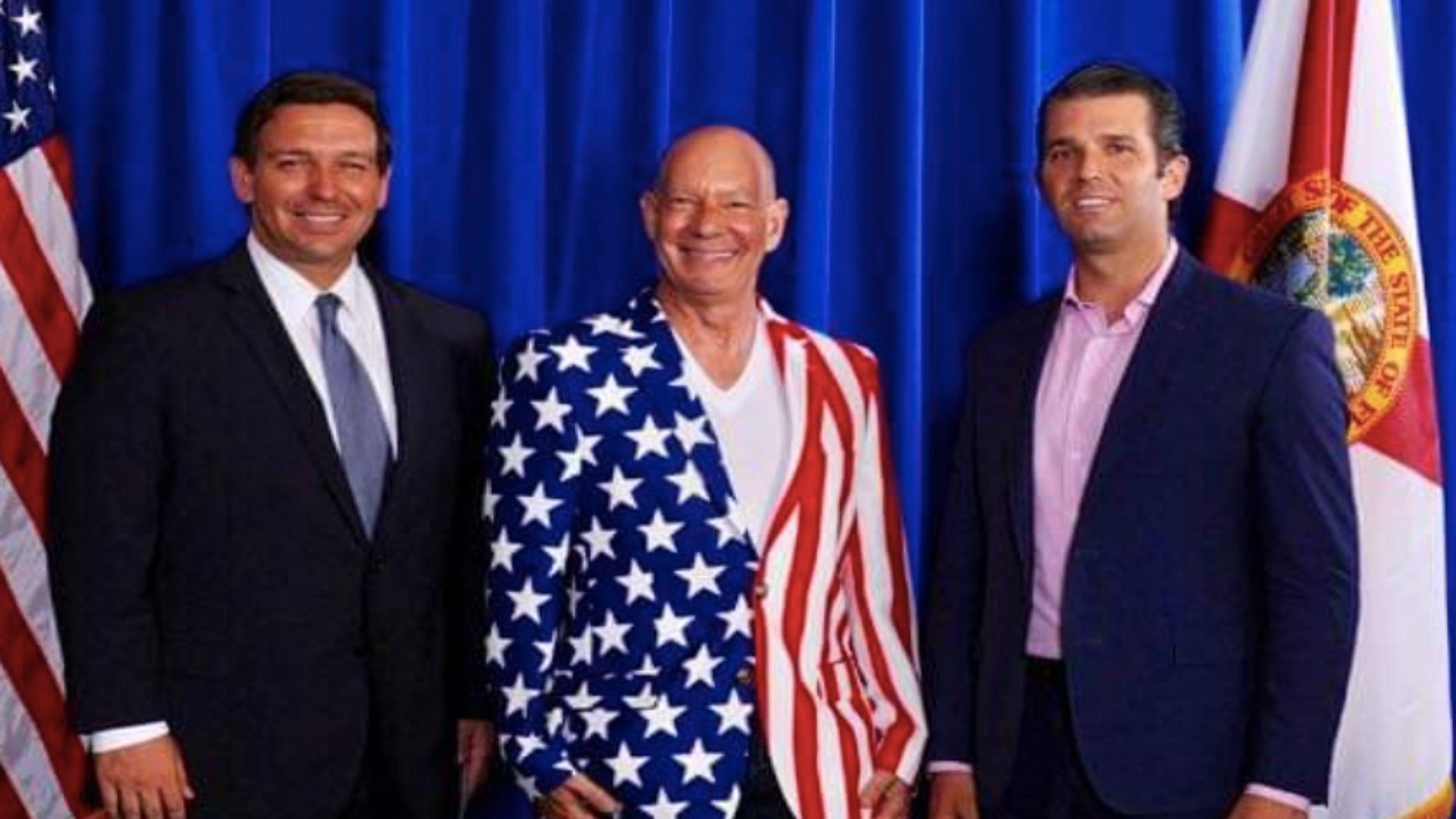 Steve Alembik with Governor Ron DeSantis and Eric Trump (Image via Jacob X/X)
