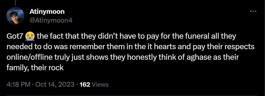 Fan reacts as GOT7 members offer to help bereaved Thai family (Image via Twitter/Atinymoon4)