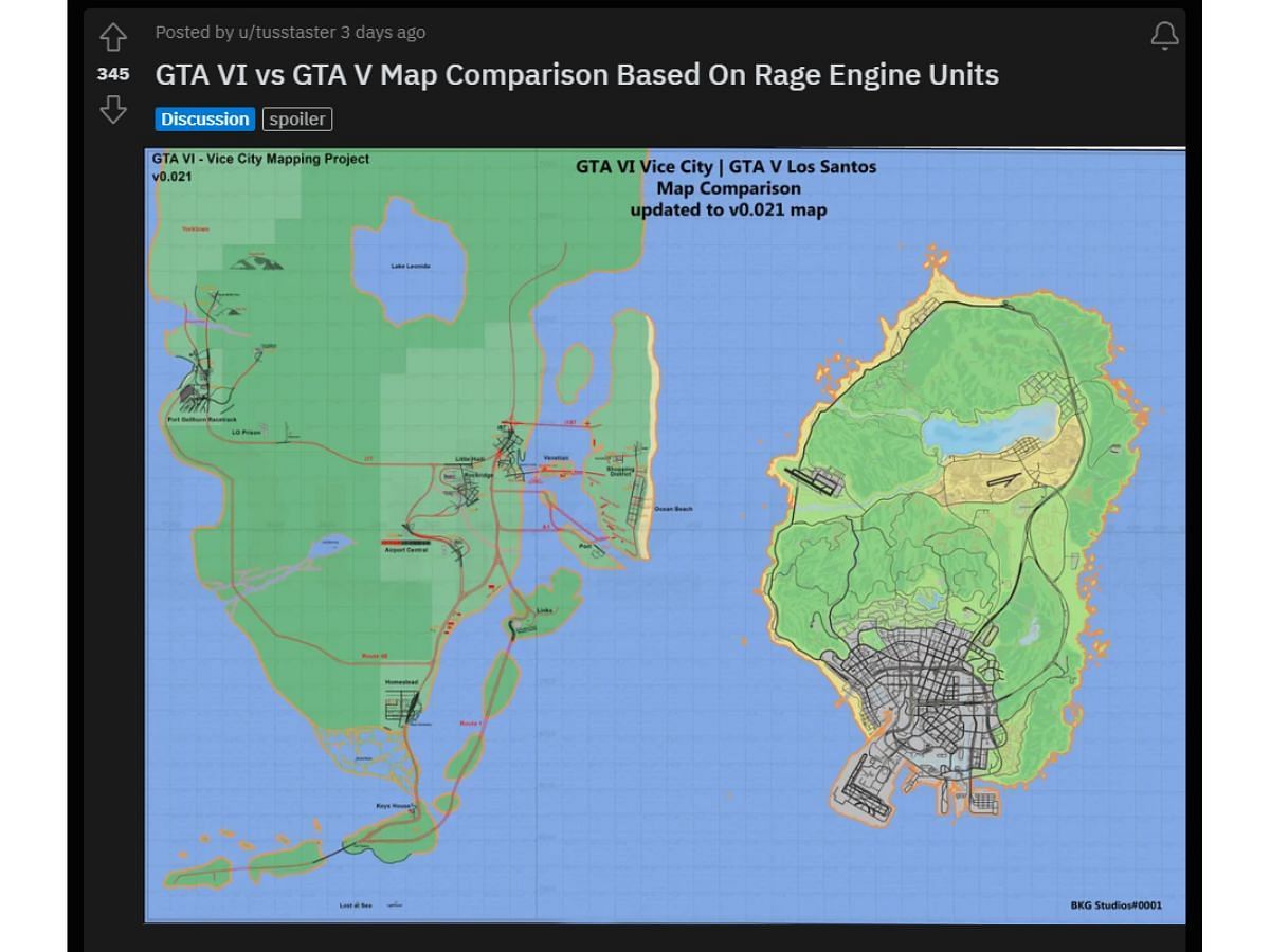 Grand Theft Auto 6 map prediction (Image via Reddit)