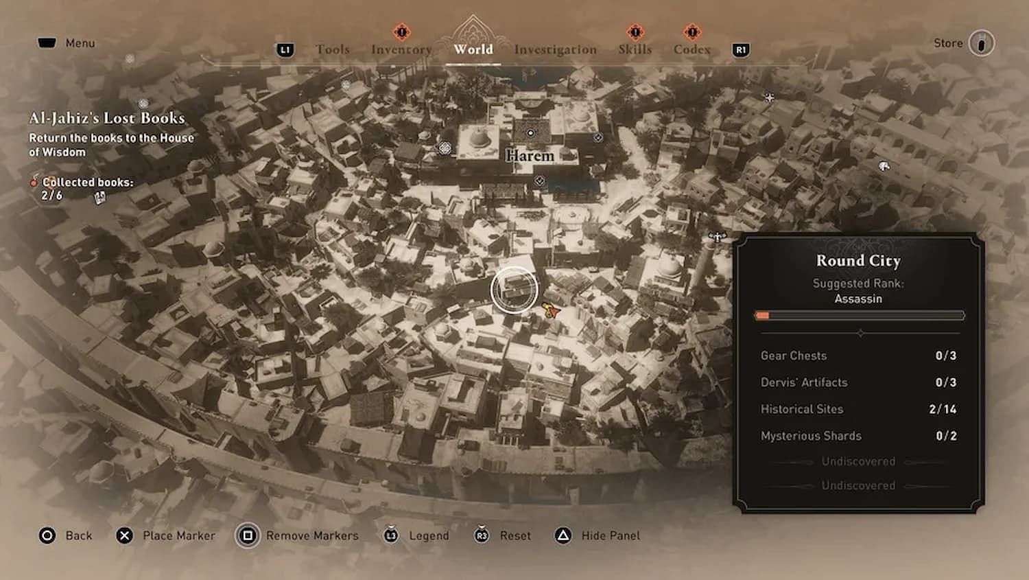 Round City artifacts location in Assassin&#039;s Creed Mirage (Image via Ubisoft)