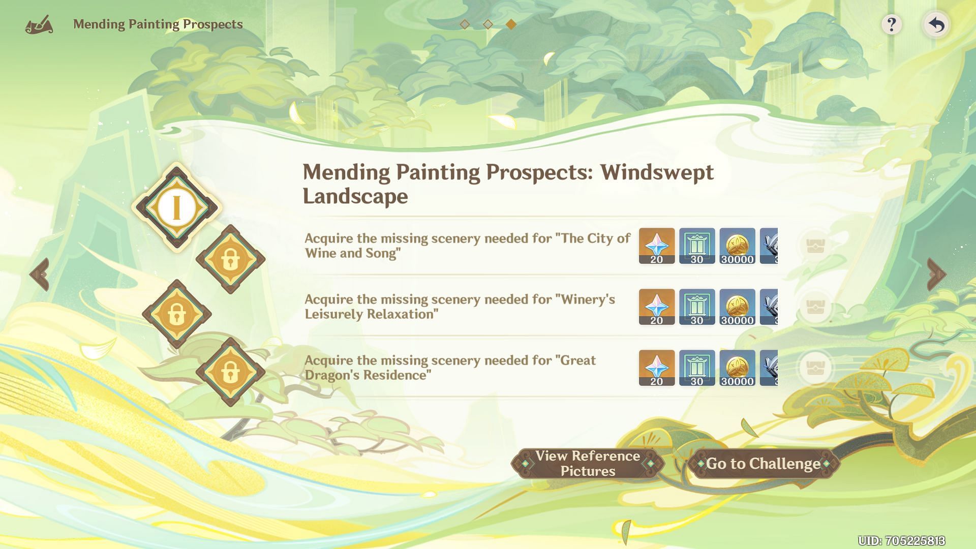 Mending Painting Prospects: Windswept Landscape (Image via HoYoverse)