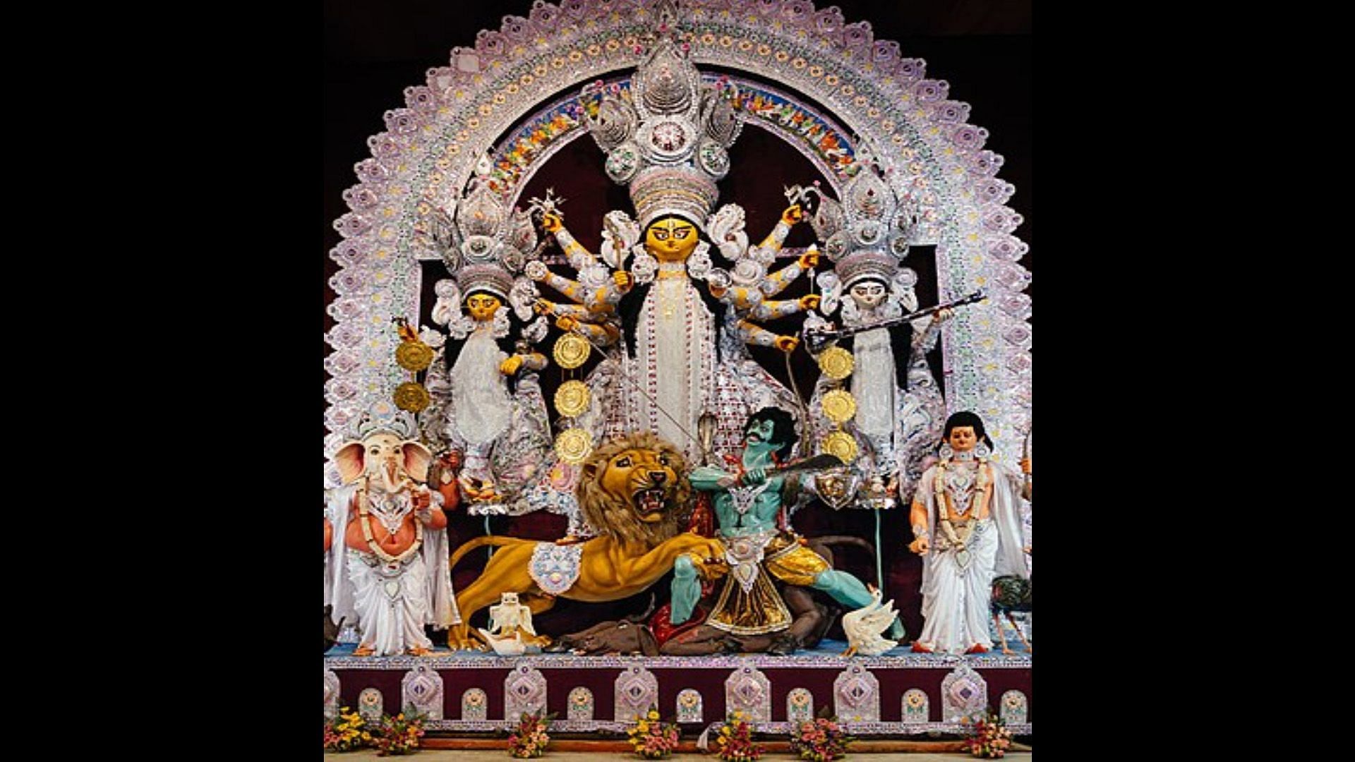 The celebration of Goddess Durga defeating the demon (Image via Wikipedia)